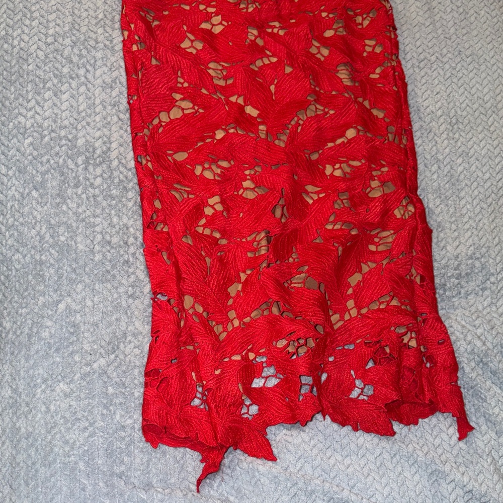 Elegant Red Lace Dress - Picture 3 of 5